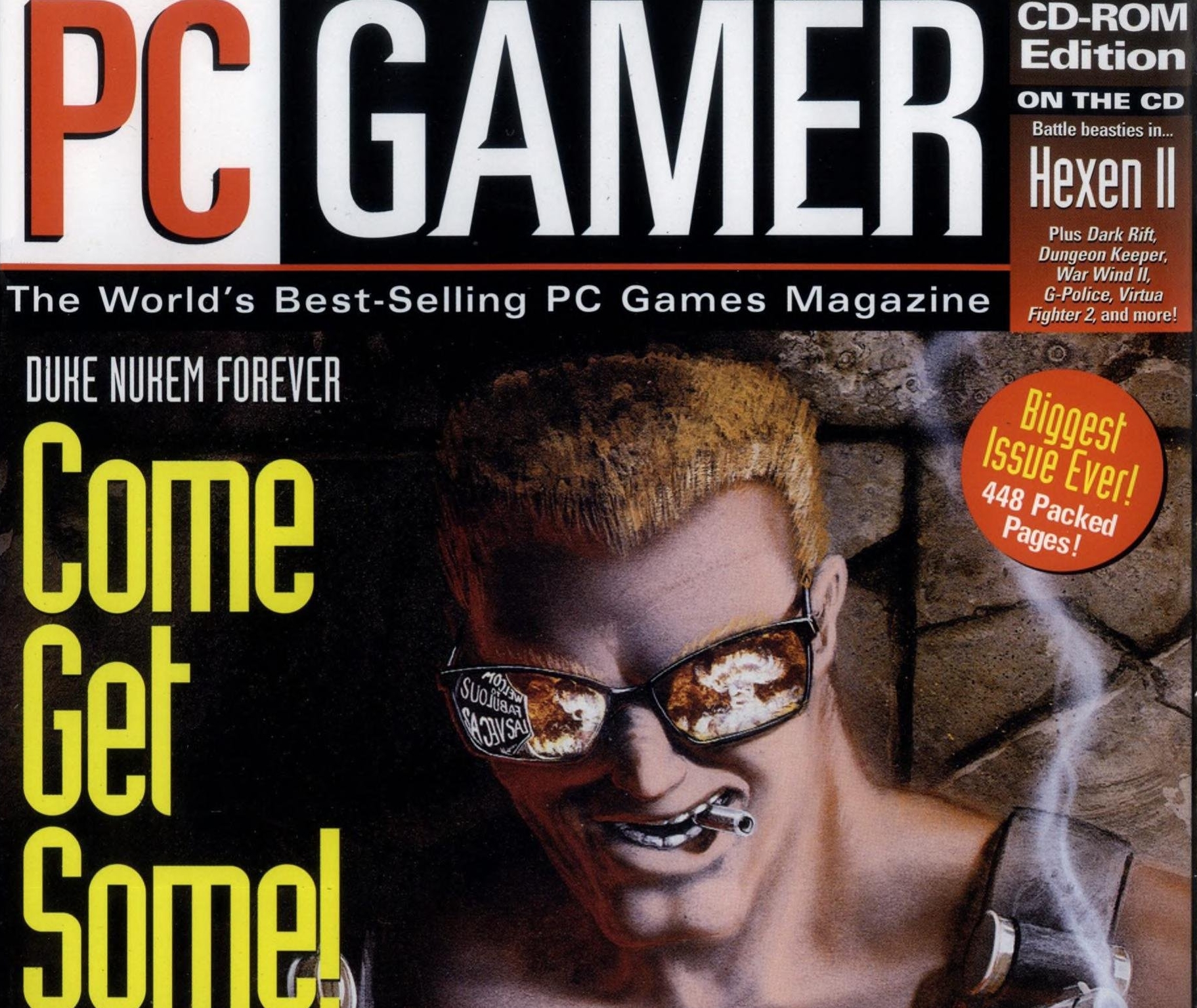 Duke Nukem on the cover of PC Gamer magazine, November 1997