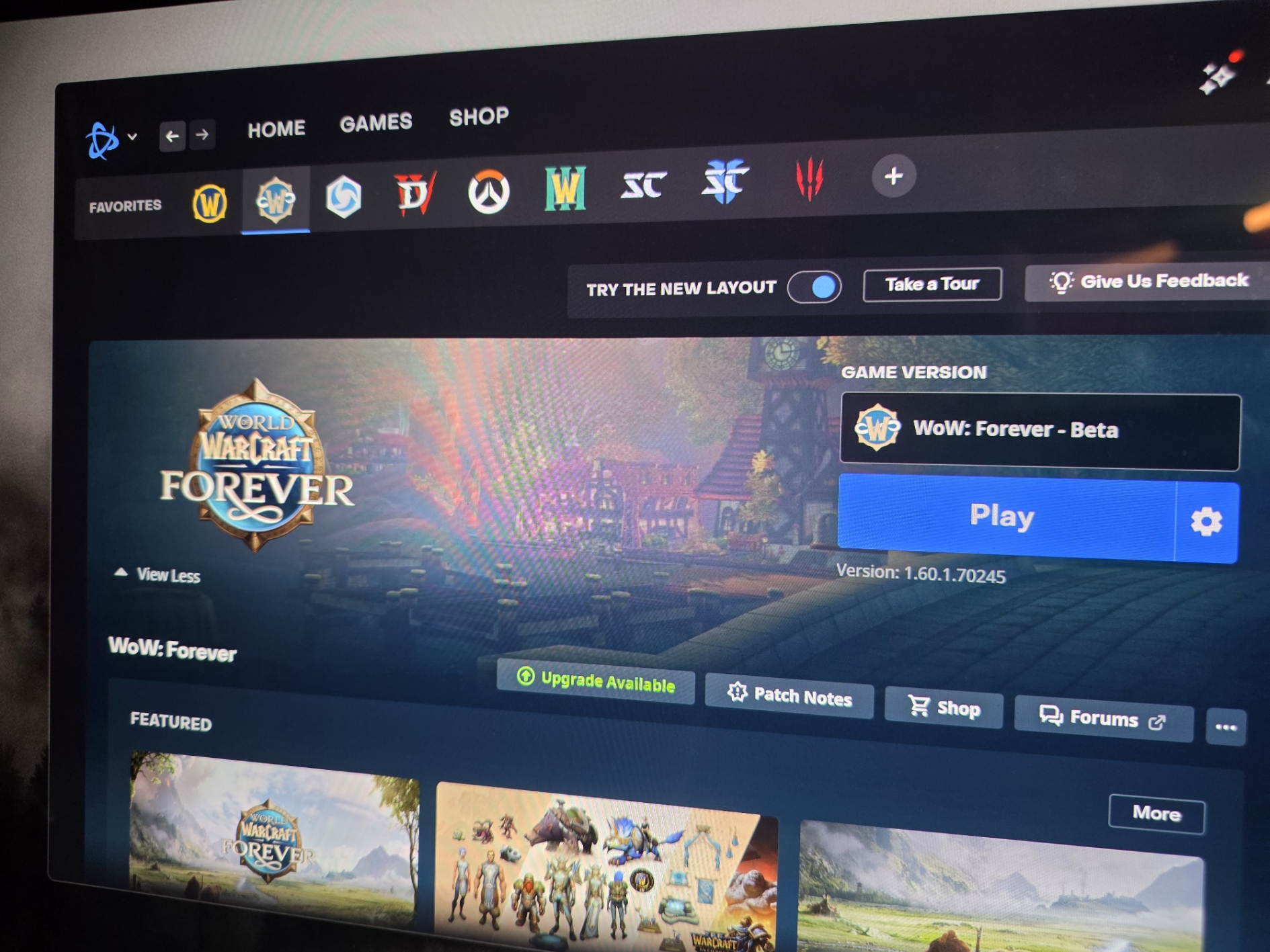 Battle.net on a laptop screen