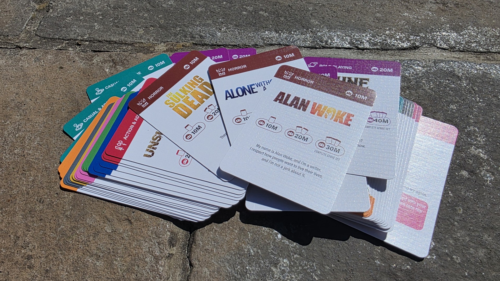 Cards from Console Wars the game laid out