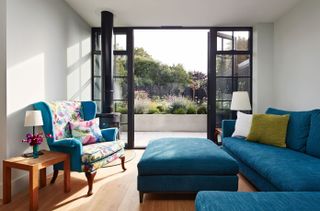 glazed extension with small living room snug photographed by mulroy architects