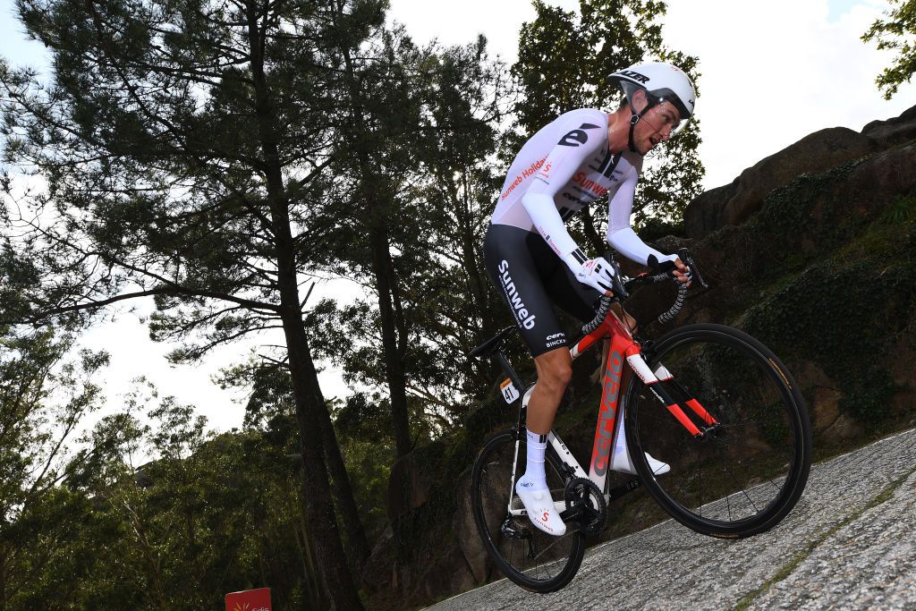 MIRADOR DE ZARO DUMBRA SPAIN NOVEMBER 03 Robert Power of Australia and Team Sunweb during the 75th Tour of Spain 2020 Stage 13 a 337km Individual Time Trial stage from Muros to Mirador de zaro Dumbra 278m ITT lavuelta LaVuelta20 La Vuelta on November 03 2020 in Mirador de zaro Dumbra Spain Photo by David RamosGetty Images