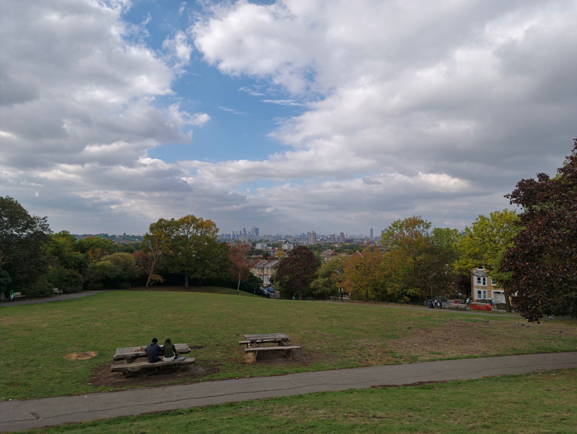 A view of London from a park