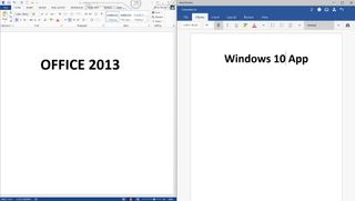 The Windows 10 touch app is a lot cleaner than Word in Office 2013.