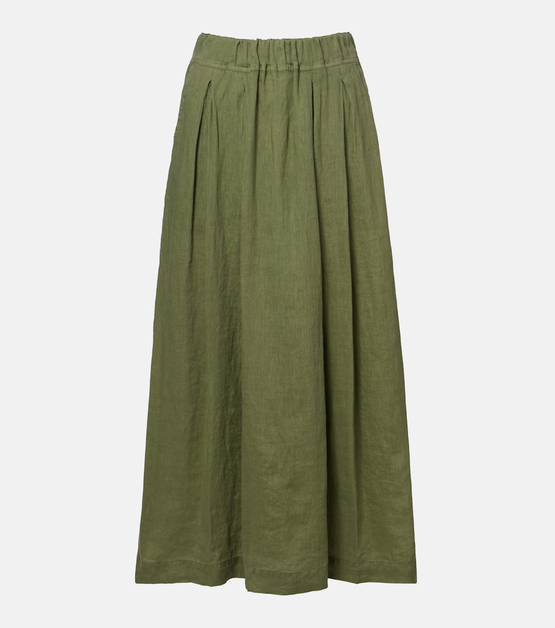 Linda Linen Midi Skirt in Green - Velvet