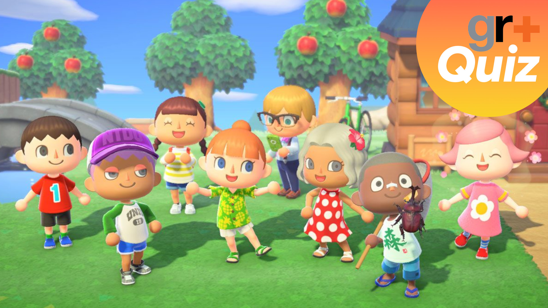 Animal Crossing Quiz: A screenshot of a group of villagers during New Horizons. 