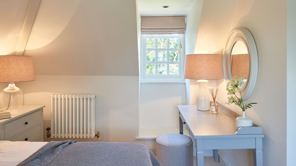 small bedroom with dormer window