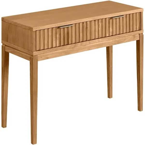 a wood console table