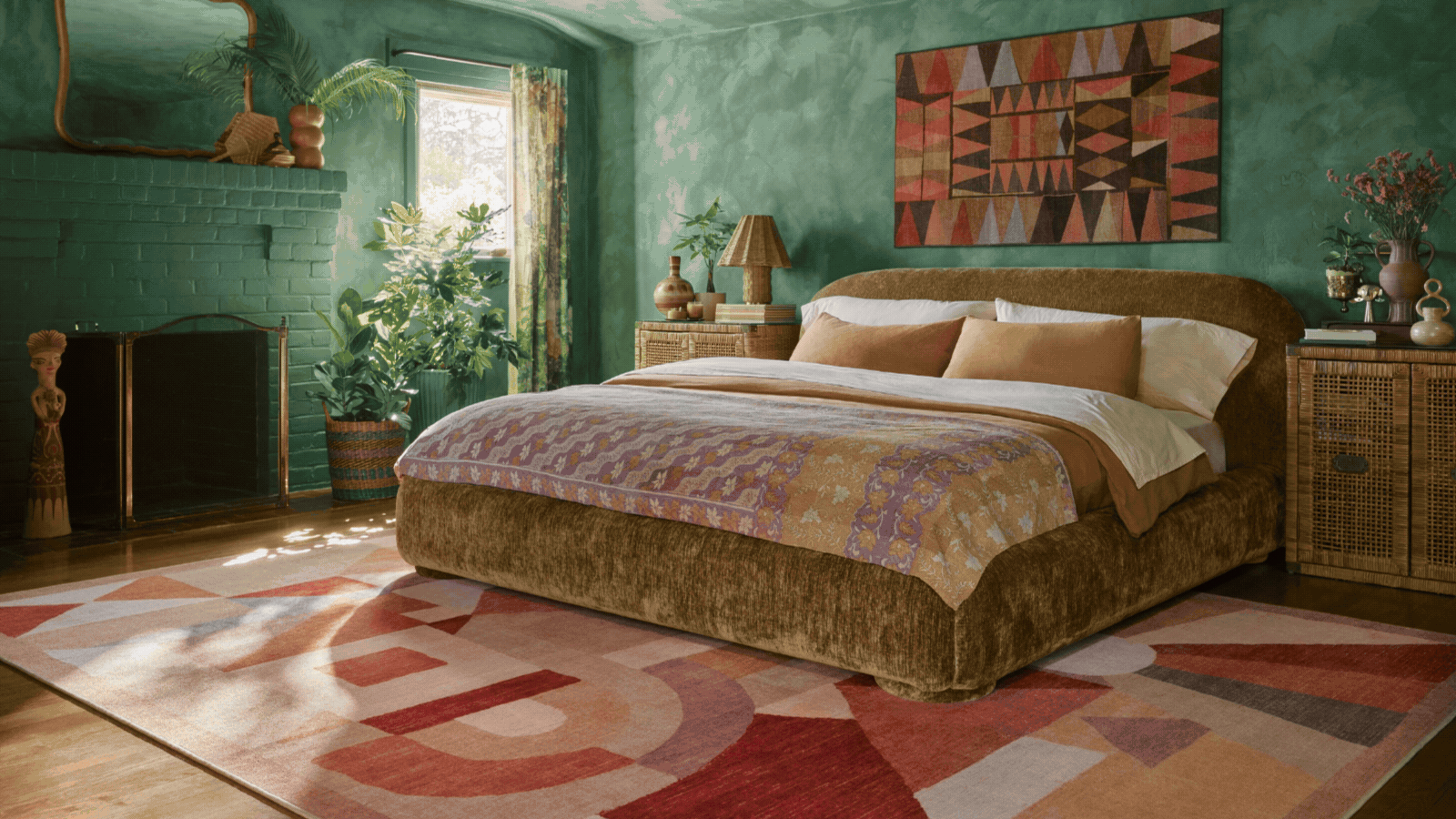 Rotating GIF of different product launches displayed in colorful interiors