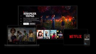 A collage of devices displaying the Netflix interface