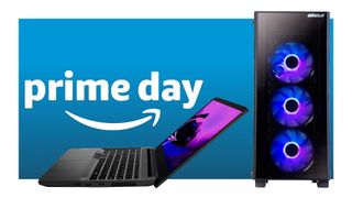 Gaming laptop and gaming PC on a Amazon Prime Day background