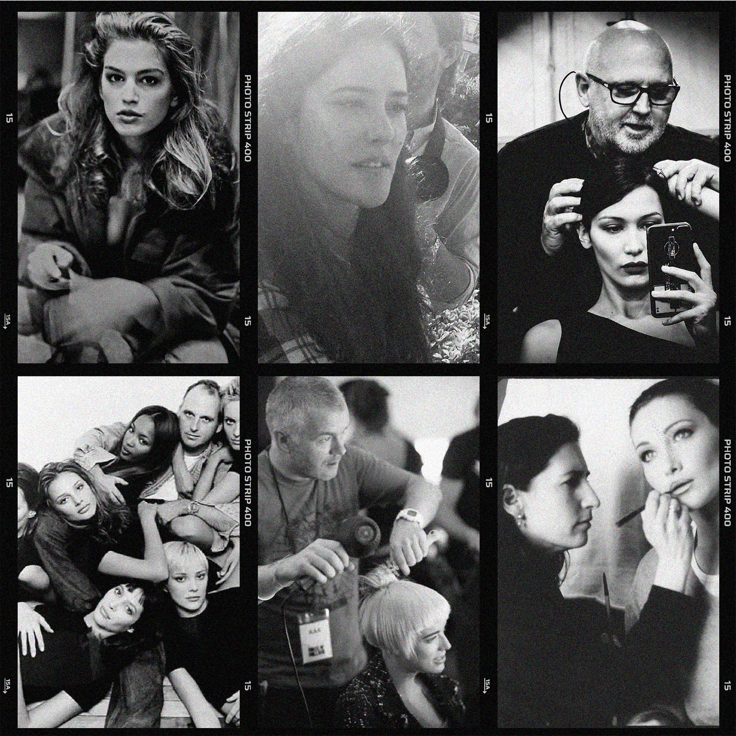 Vintage images of Sam McKnight, Adam Reed, Lisa Eldridge and Bobbi Brown on shoots and with models