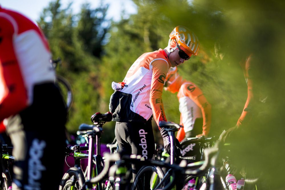 The EF Education First-Drapac riders get ready to roll