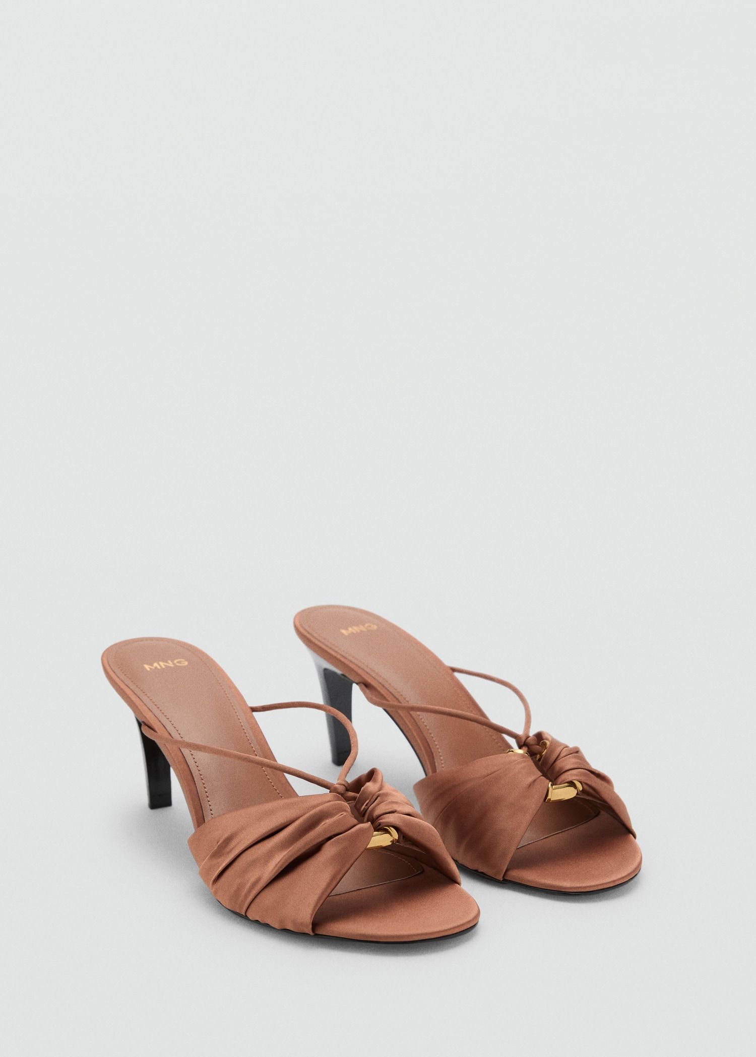 Satin High-Heeled Sandals With Metallic Embellishment - Women | Mango Usa