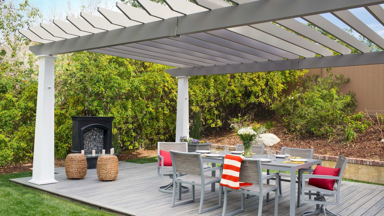 trex composite deck ideas with pergola