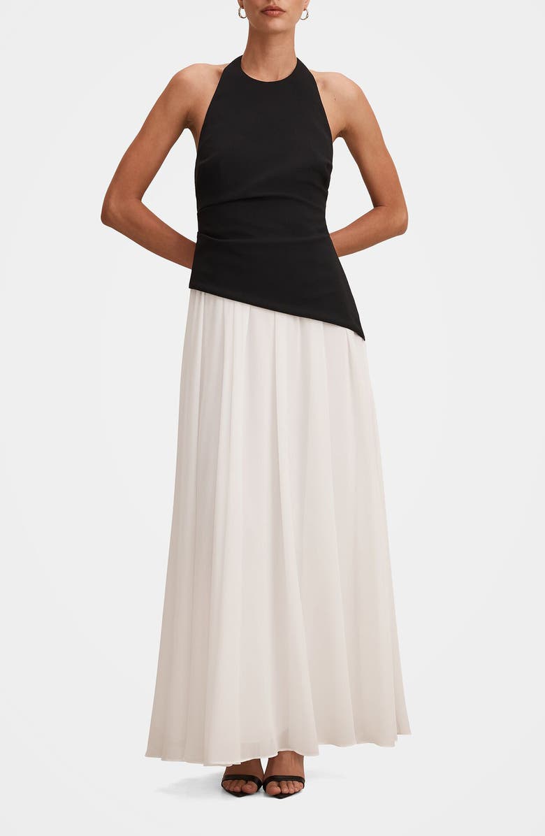 Elise Halter Neck Mixed Media Dress