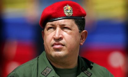 Chavez attends a military parade in Caracas in April 2005.