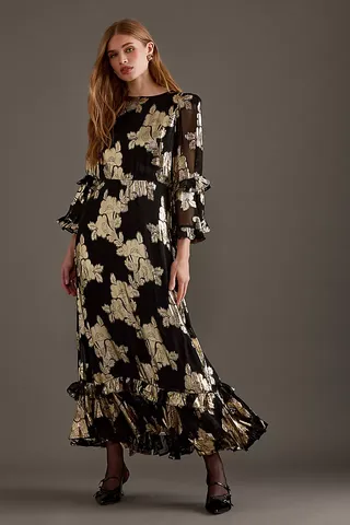 Queens of Archive Chelsea Metallic Jacquard Midi Dress