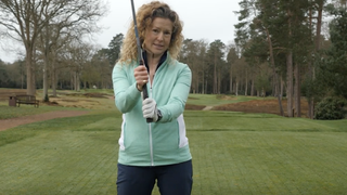 PGA Pro Katie Dawkins using a split grip drill