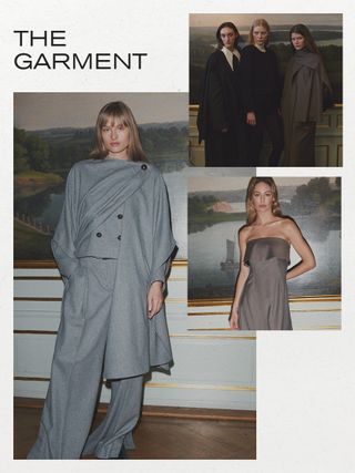 One of the best scandinavian clothing brands, The Garment is shown in a collage of images with models wearing winter clothing from the brand