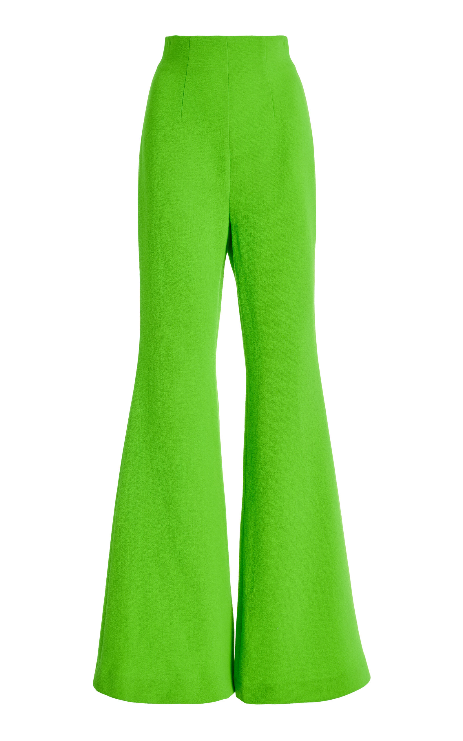 High-Waisted Wool Crepe Flare Pants