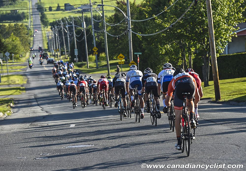 Back of the bunch on one of the many long downhill sections during stage 3b at Tour de Beauce