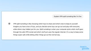 ChatGPT explaining split tunnelling