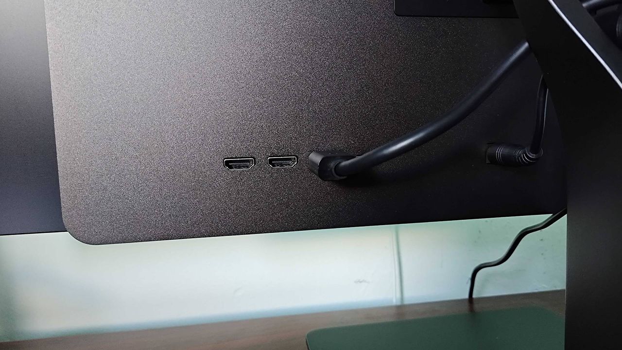 Close up of Dough Spectrum Black 32 monitor back ports