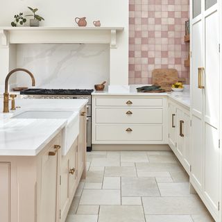 pink and white kitchen