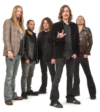Opeth at the Prog Awards 2017, L-R: Martin Axenrot, Martín Mendez, Fredrik Åkesson, Mikael Åkerfeldt, Joakim Svalberg
