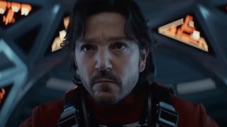 DIego Luna's Cassian Andor piloting ship