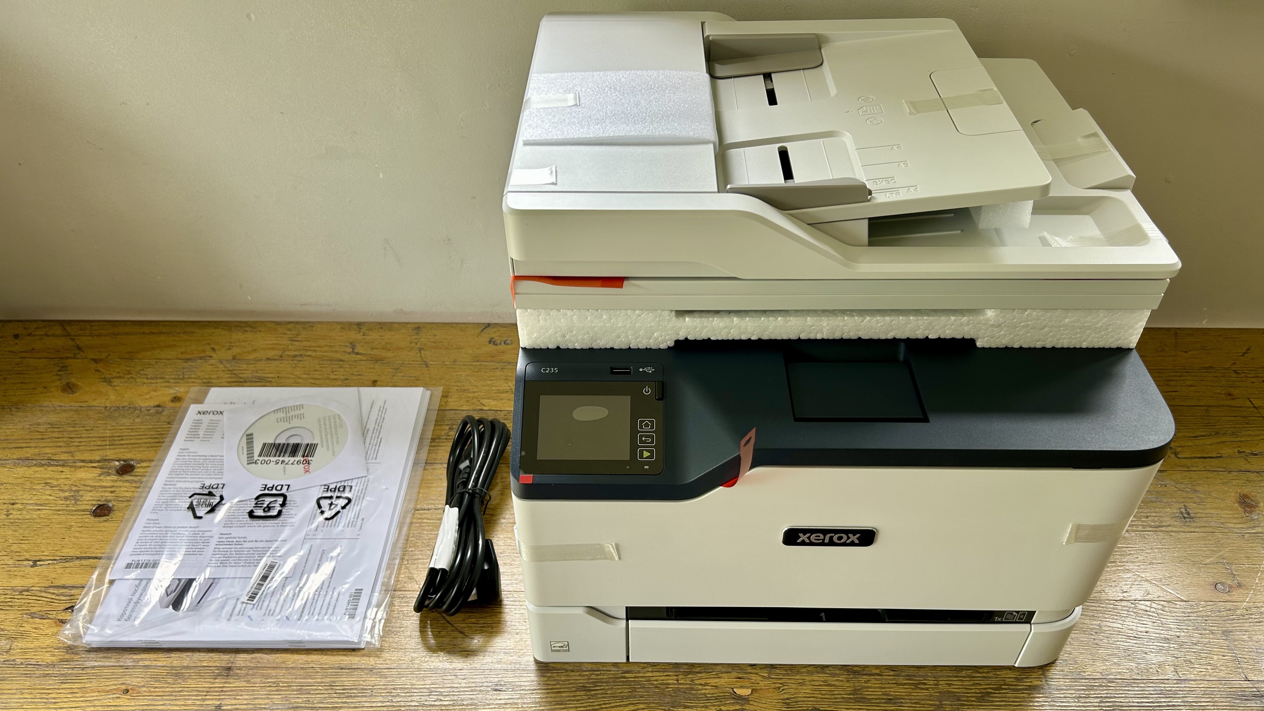 Xerox C235 color laser printer during our review