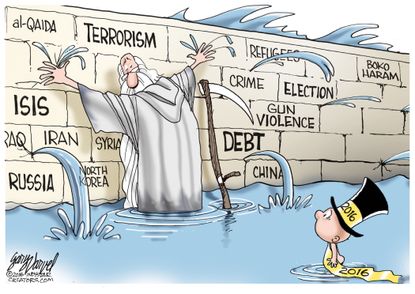 Editorial cartoon U.S. New Year Flood