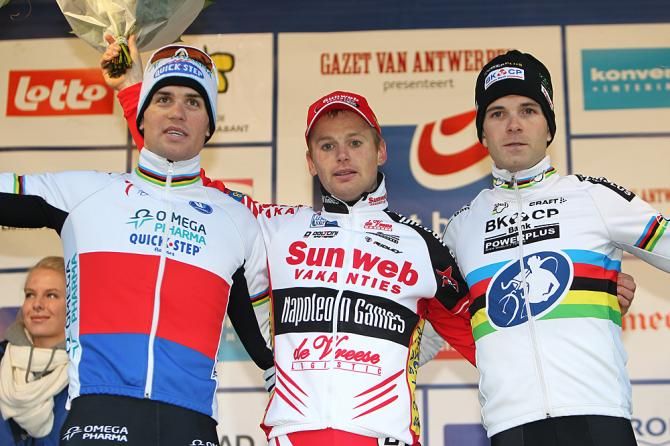 The podium for the GP Sven Nys: Stybar, Pauwels and Albert