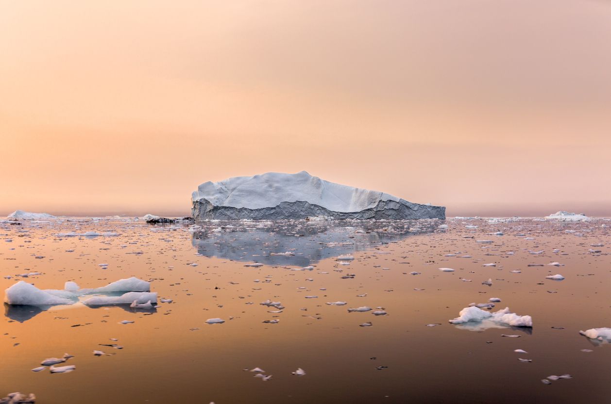 Iceberg at sunset.