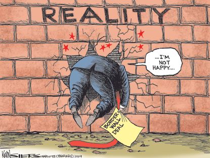 Political Cartoon U.S. Trump Reality border wall deal