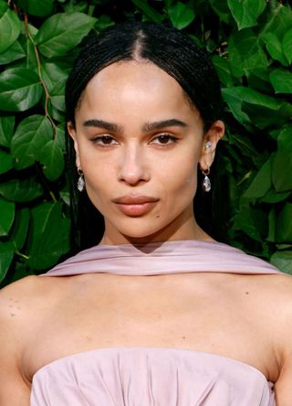 Actress Zoe Kravitz in a gorgeous strapless pale pink gown