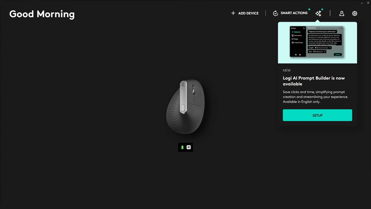 Logitech's AI Prompt Builder in the Logi Options+