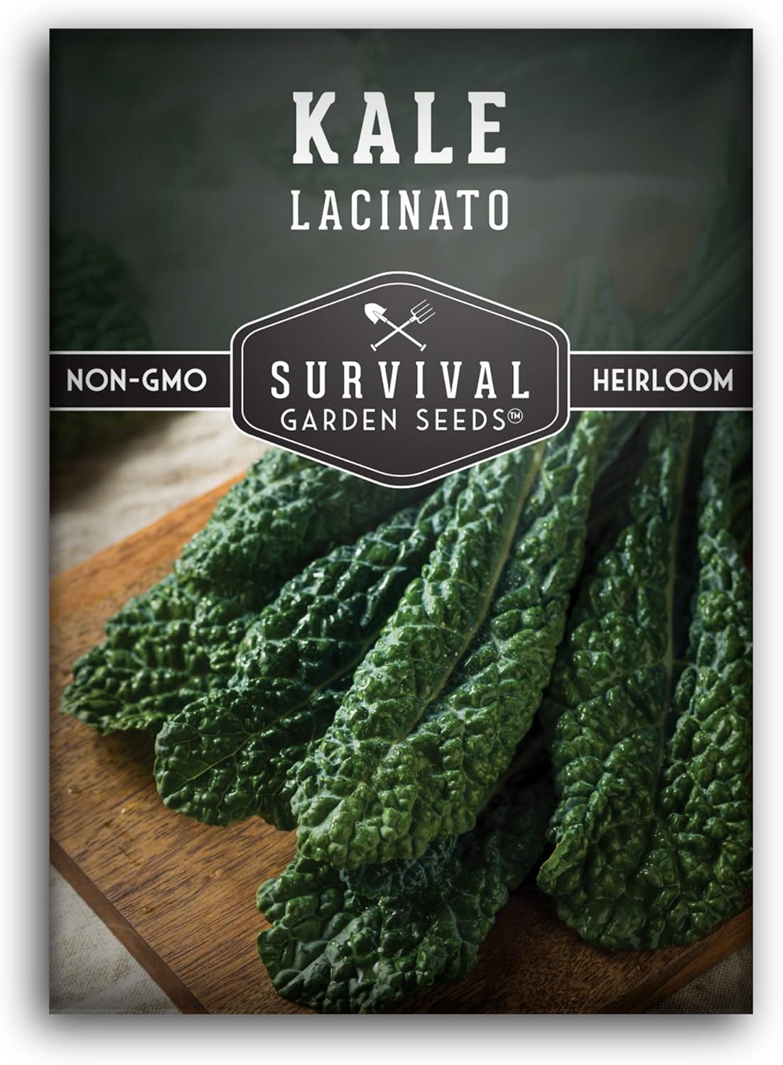 Lacinato Kale Seeds for Planting Outdoors or Indoors &amp;ndash; Heirloom Dinosaur Tuscan Kale Variety &amp;ndash; Cold Hardy Green for Fall &amp;amp; Spring Vegetable Gardens - Survival Garden Seeds (1 Pack)