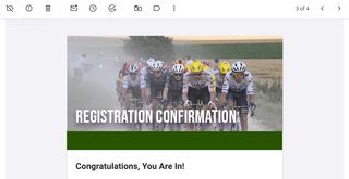 An email confirmation for an event