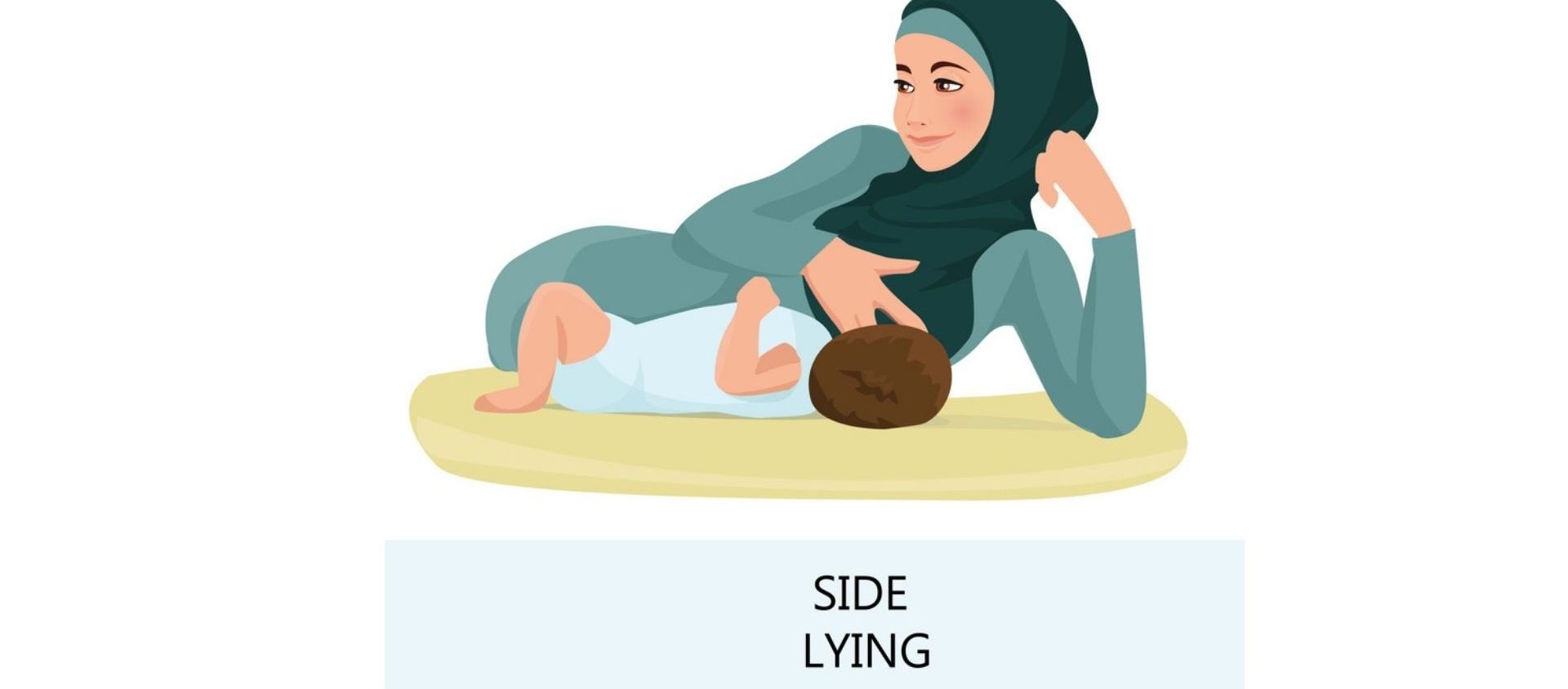 an infographic showing breastfeeding position three - a woman lying on her side