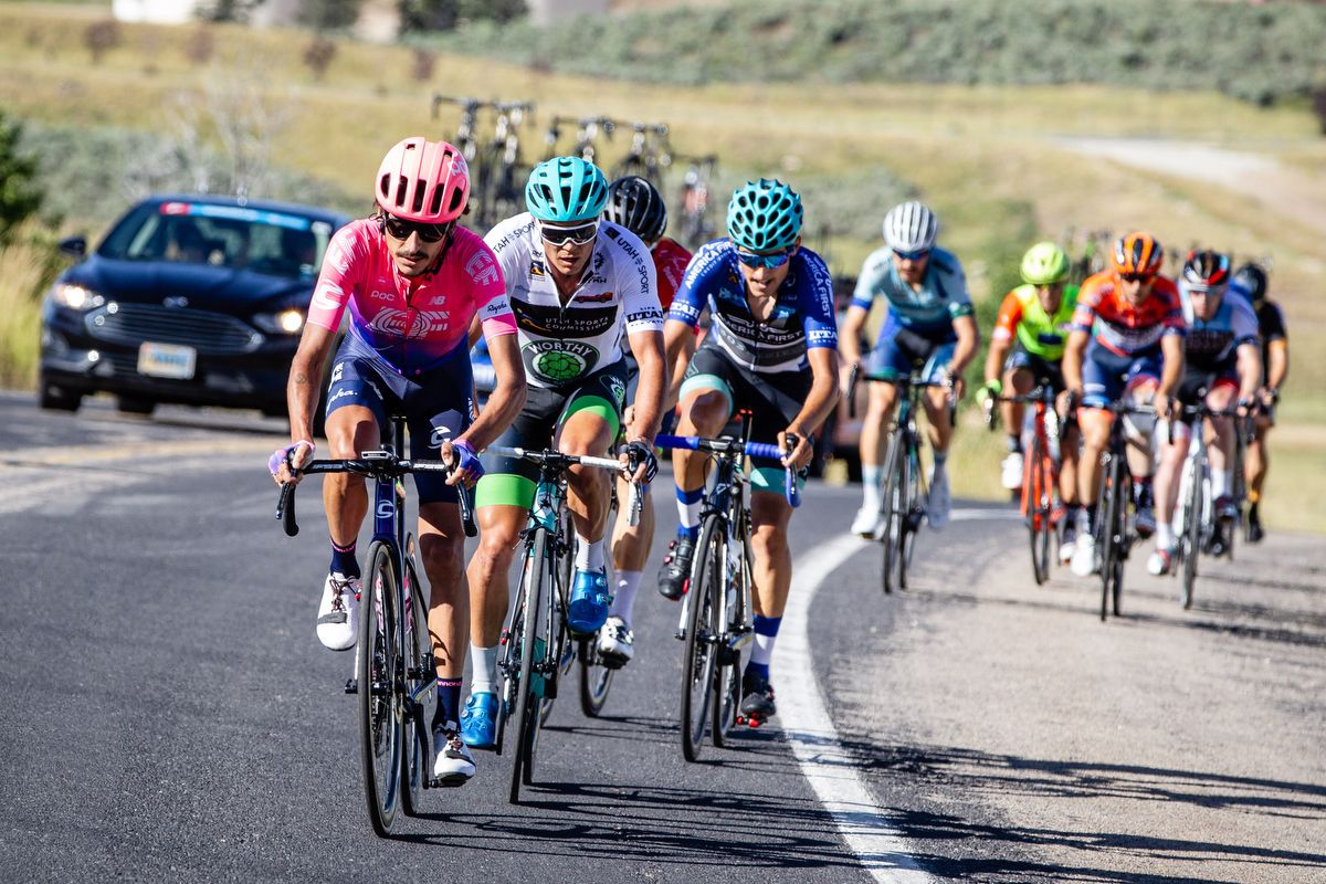Lachlan Morton (EF Education First) leads the attack of the stage