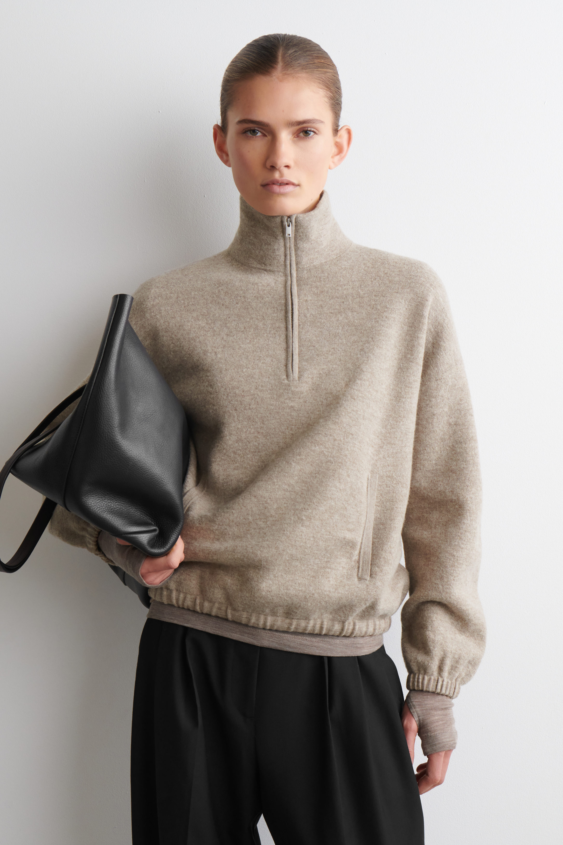 Boiled Merino Wool Zip-Up Sweater