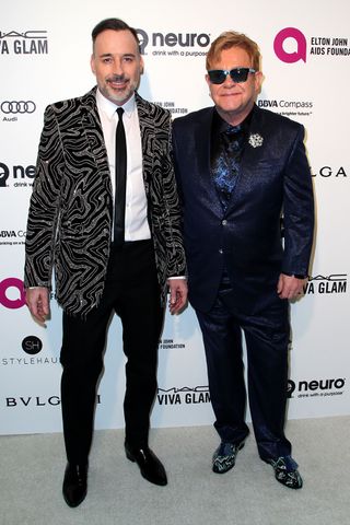 David Furnish And Elton John At The Oscar After Parties, 2016