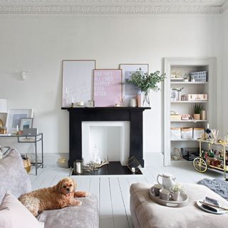 white themed living room