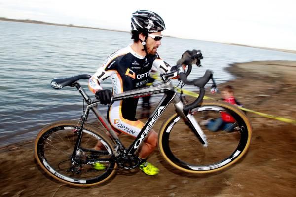 Alex Candelario (Optum) on the run up from the lake.