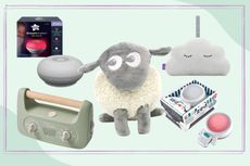 A collage featuring a selection of the items reviewed in this guide to the best baby sleep aid