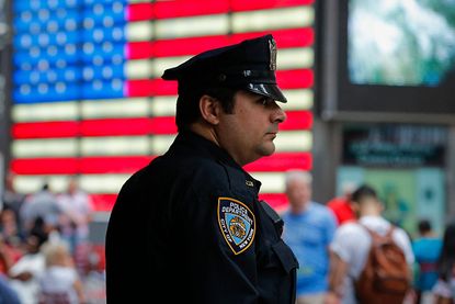 An NYPD officer in Times Square.
