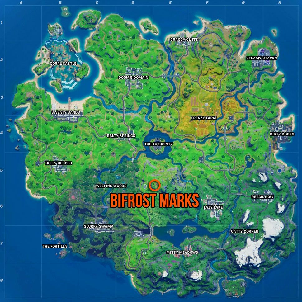 Fortnite Bifrost Marks location Where to visit Bifrost marks as Thor