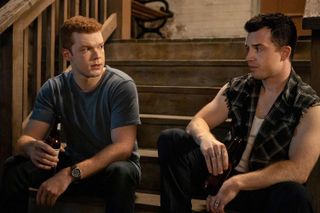 ian and mickey sitting on a stoop in shameless