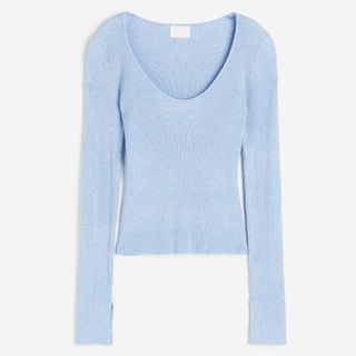 Powder blue ribbed jumper